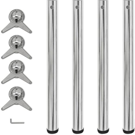 Set 4 gambe cromate per tavolo regolabili in altezza 710 mm