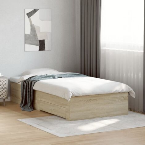 vidaXL Giroletto Cassetti Rovere Sonoma 100x200 cm Legno Multistrato