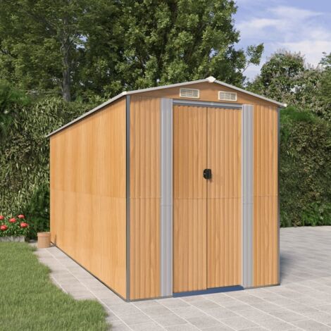 vidaXL Capanno Giardino Marrone Chiaro 192x440x223 cm Acciaio Zincato