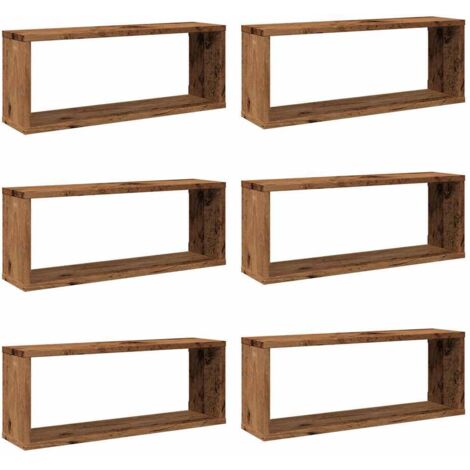 vidaXL Mensole a Cubo Muro 6 pz Legno Antico 60x15x23 cm in Truciolato