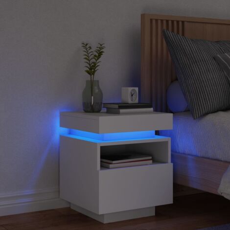 Comodino con Luci LED Bianco 40x39x48,5 cm vidaXL 230391