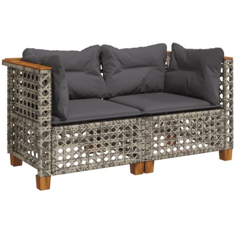 vidaXL Divani Angolari da Giardino con Cuscini 2pz Polyrattan Grigio