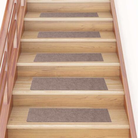 vidaXL Tappetini per scale autoadesivi 30 pz 76x20 cm marrone chiaro rettangolari