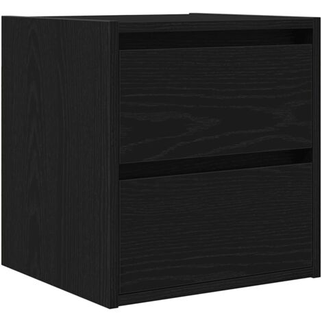 vidaXL Comodino a Muro Rovere Nero 38x34x40 cm