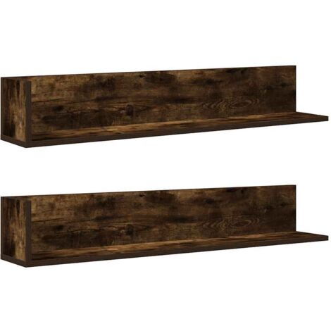 vidaXL Mensole Parete 2pz Rovere Fumo 100x16,5x16,5 cm in Truciolato (1/5)