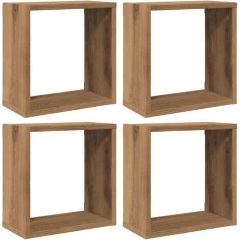 vidaXL Mensole Parete a Cubo 4 pz Artigianale 30x15x30 cm Truciolato