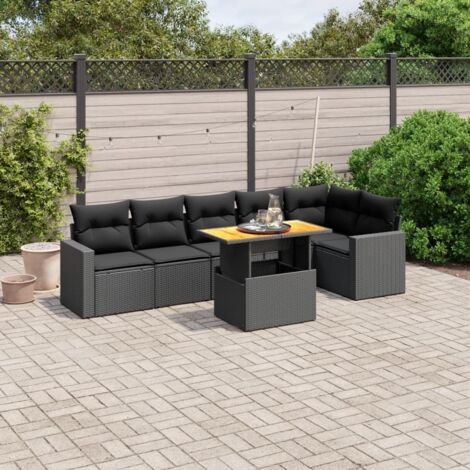 vidaXL Set Divani da Giardino con Cuscini 7pz Nero Polyrattan (1/3)