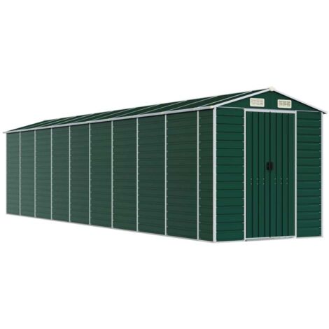 vidaXL Capanno da Giardino Verde 191x810x198 cm in Acciaio Zincato