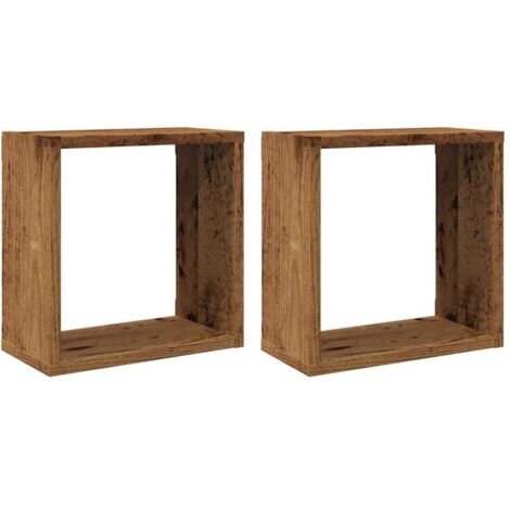 vidaXL Mensole Parete a Cubo 2 pz Legno Vecchio 30x15x30 cm Truciolato