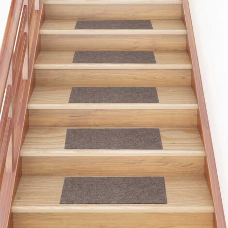 vidaXL Tappetini per scale autoadesivi 15 pz 60x25 cm beige rettangolari