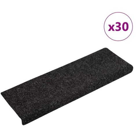 vidaXL Tappetini per scale autoadesivi 30 pz 65x21x4 cm neri bordo rettangolare