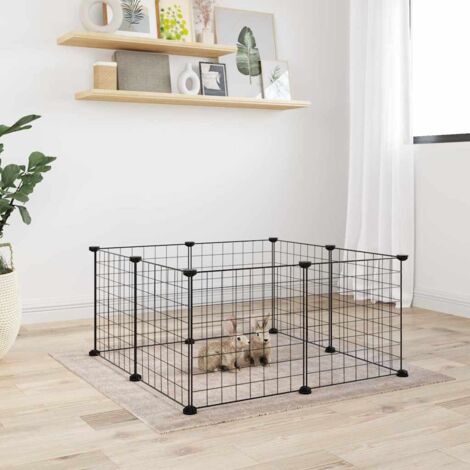 vidaXL Gabbia per animali domestici a 8 pannelli nera 35x35 cm in acciaio