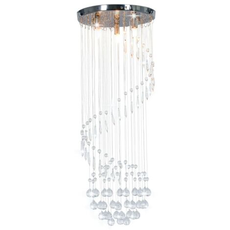 vidaXL Lampadario con Perle di Cristallo a Spirale Argento G9