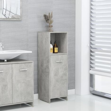 vidaXL Mobile da Bagno Grigio Cemento 30x30x95 cm in Legno Multistrato