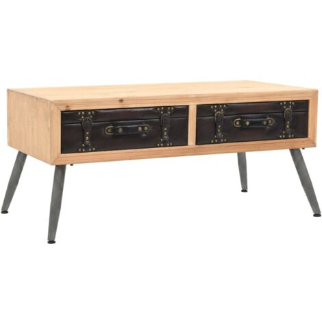 vidaXL Tavolino da Caffè in Legno Massello di Abete 115x55x50 cm