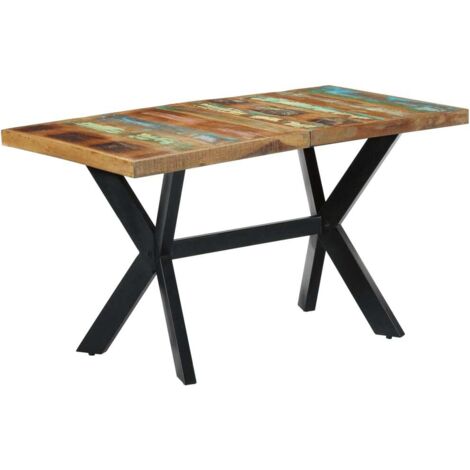 vidaXL Tavolo da Pranzo 140x70x75 cm in Legno Massello di Recupero