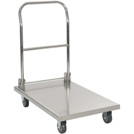 vidaXL Carrello di Trasporto Argento 82x53x86 cm Acciaio Inossidabile