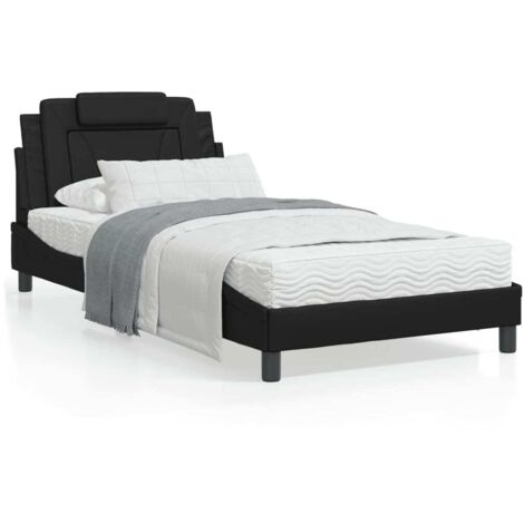 vidaXL Letto Viana con Materasso Nero 100x200 cm in Similpelle (1/5)