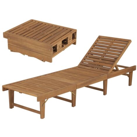 vidaXL Lettino Prendisole Pieghevole in Legno Massello di Acacia