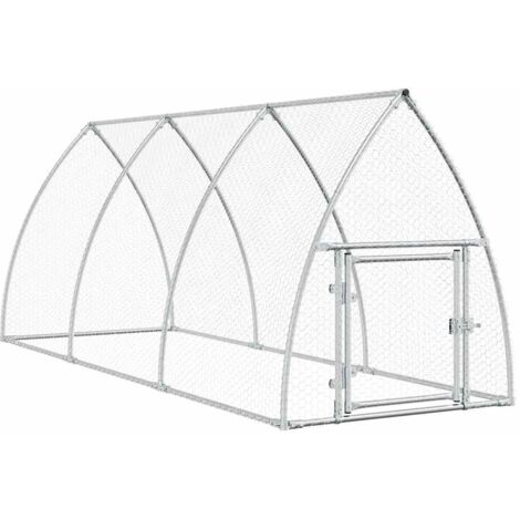 vidaXL Gabbia per Polli Argento 300x105x120 cm in Acciaio Zincato