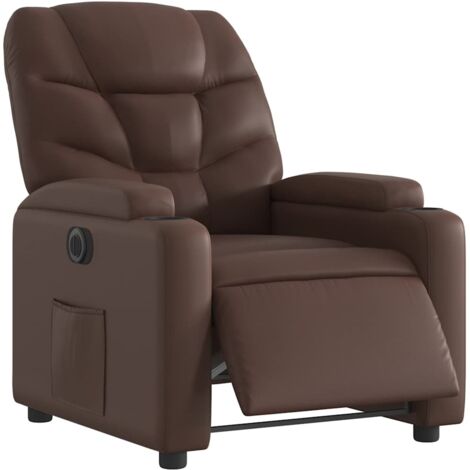vidaXL Poltrona Reclinabile Elettrica Marrone in Similpelle