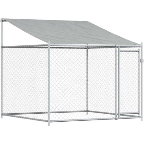vidaXL Gabbia Cani con Tetto e Porta Grigia 2x2x2 m in Acciaio Zincato