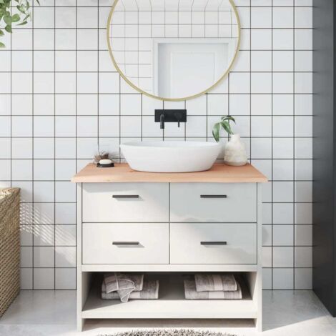 vidaXL Piano Bagno 100x60x2 cm in Legno Massello Non Trattato (1/5)