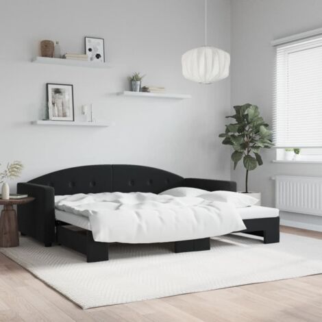 vidaXL Divano Letto con Letto Estraibile Nero 90x190 cm in Velluto (1/5)