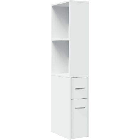 vidaXL Armadietto da Bagno Stretto con Ruote Bianco in Truciolato