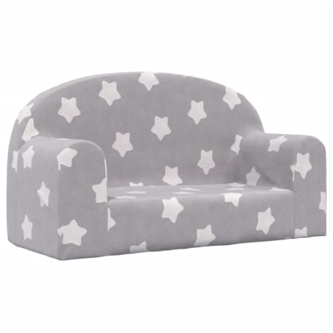 vidaXL Divano Bambini 2 Posti Grigio Chiaro con Stelle Morbido Peluche