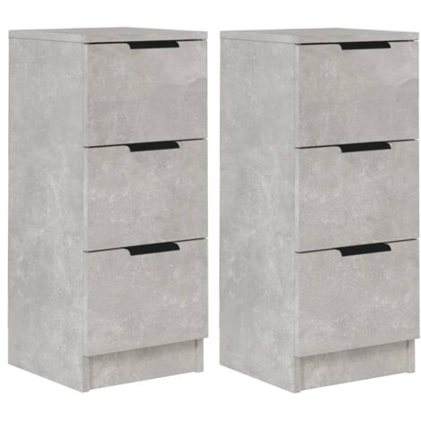 vidaXL Credenze 2 pz Grigio Cemento 30x30x70 cm in Legno Multistrato