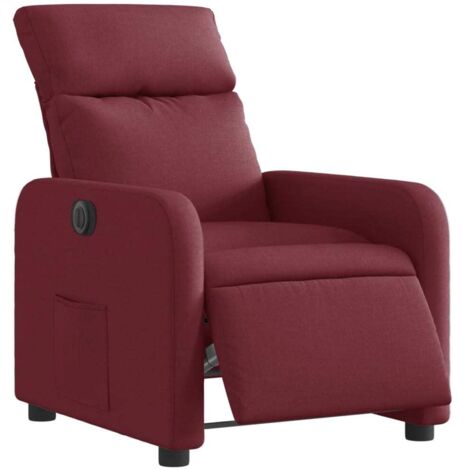 vidaXL Poltrona Elettrica Reclinabile Rosso Vino in Tessuto