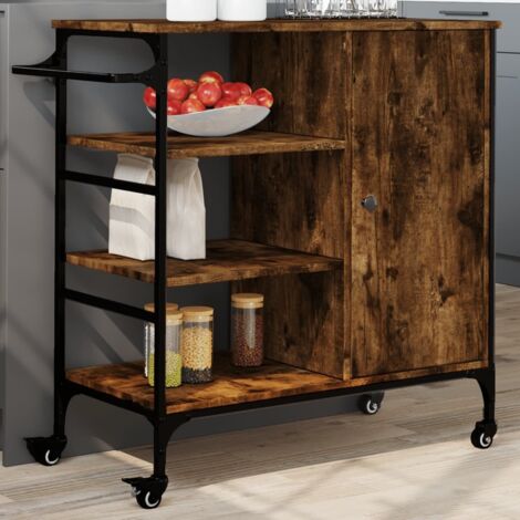 vidaXL Carrello Cucina Rovere Fumo 87,5x38,5x84,5 cm Legno Multistrato (1/5)