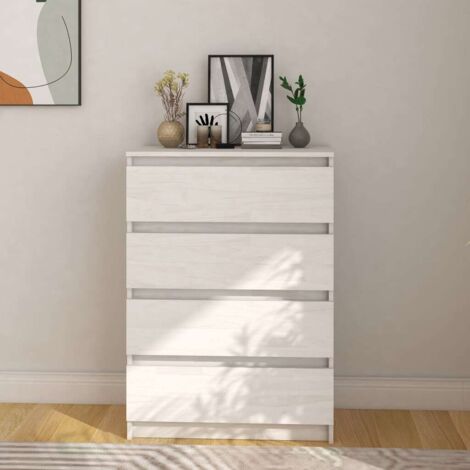 vidaXL Credenza Bianca 60x36x84 cm in Legno Massello di Pino