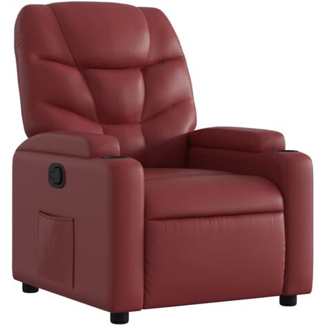 vidaXL Poltrona Reclinabile Rosso Vino in Similpelle