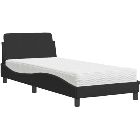 vidaXL Letto con Materasso Dover Nero 90x200 cm in Velluto (1/5)