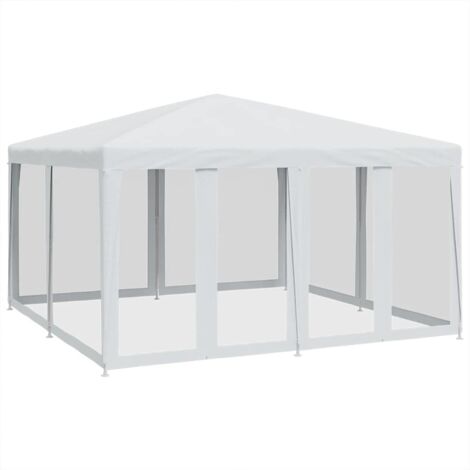 vidaXL Tenda per Feste con 8 Pareti Laterali in Rete Bianco 4x4 m HDPE (1/5)