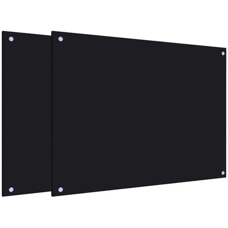 vidaXL Paraschizzi per Cucina 2 pz Neri 80x60 cm in Vetro Temperato