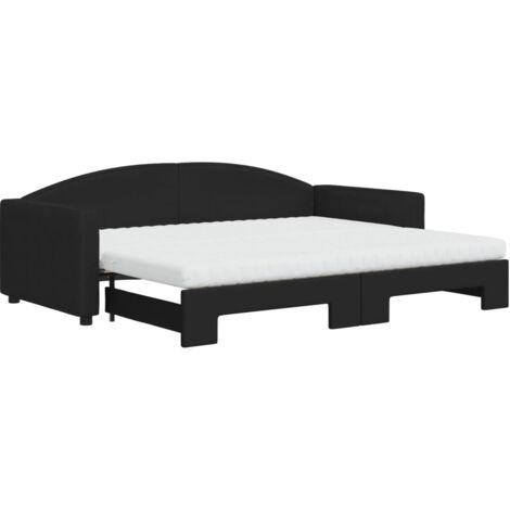 vidaXL Divano Letto Estraibile con Materassi Nero 90x200 cm in Tessuto