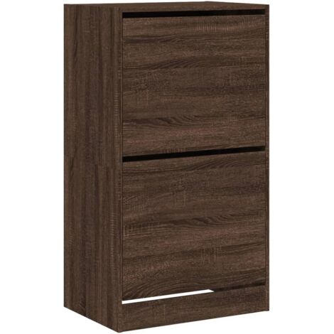 vidaXL Scarpiera con 2 Cassetti Ribaltabili Rovere Marrone 60x42x108cm