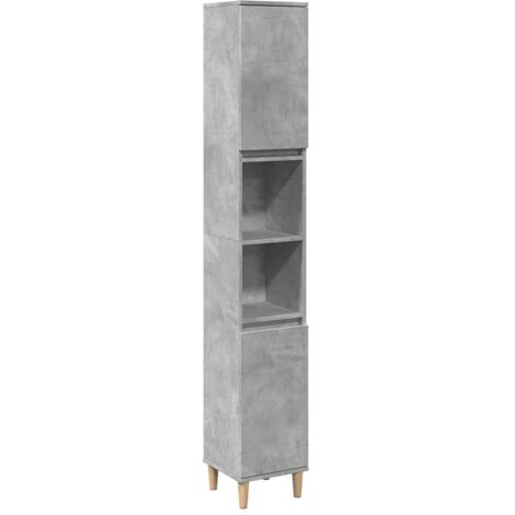 vidaXL Armadietto Bagno Grigio Cemento 30x30x190 cm Legno Multistrato