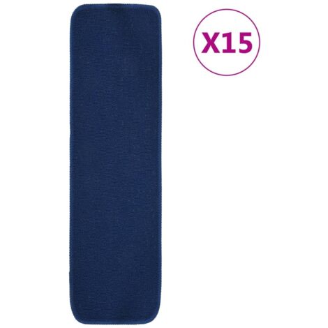 vidaXL Tappetini per Scale 15 pz 75x20 cm Blu Antiscivolo Rettangolari