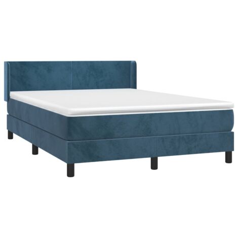 Giroletto a Molle con Materasso Blu Scuro 140x190 cm in Velluto vidaXL (1/5)