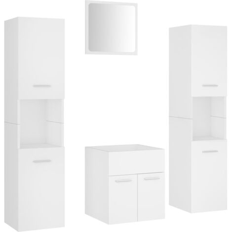 vidaXL Set Mobili da Bagno Bianco in Truciolato