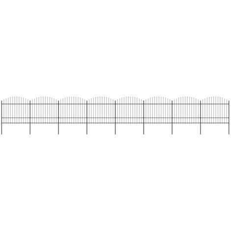 vidaXL Recinzione da Giardino con Punta a Lancia in Acciaio 1426x175 cm Nera