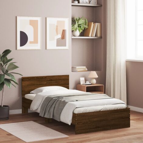 vidaXL Giroletto senza Materasso con Testiera Rovere Marrone 100x200cm