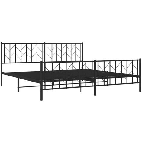 vidaXL Giroletto con Testiera e Pediera Metallo Nero 193x203 cm (1/5)