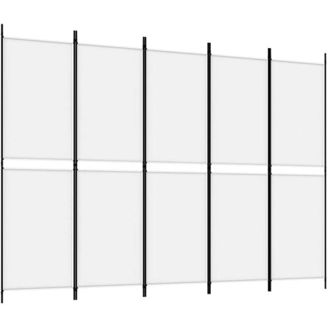 vidaXL Divisorio a 5 Pannelli Bianco 250x180 cm Tessuto