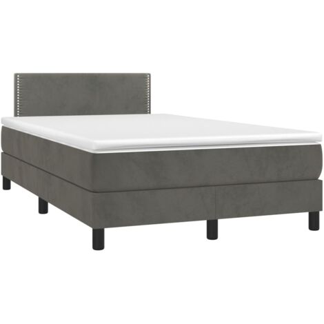 vidaXL Letto a Molle con Materasso e LED Grigio Scuro 120x200 cm