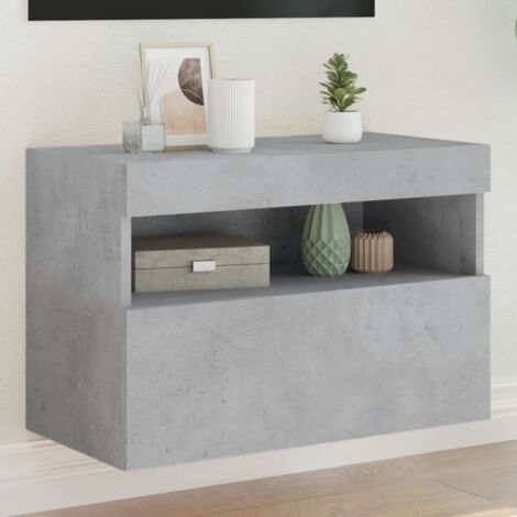 vidaXL Mobile TV a Parete con Luci LED Grigio Cemento 60x30x40 cm